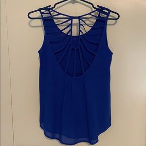 Royal blue sleeveless shirt.